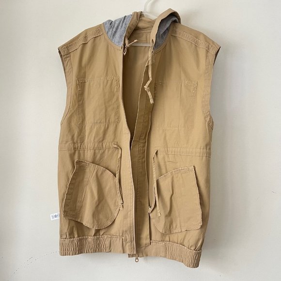 NEW Aerie OFFLINE Cotton Canvas Hooded Cargo Vest, Size S Oversized Fit - Picture 8 of 16